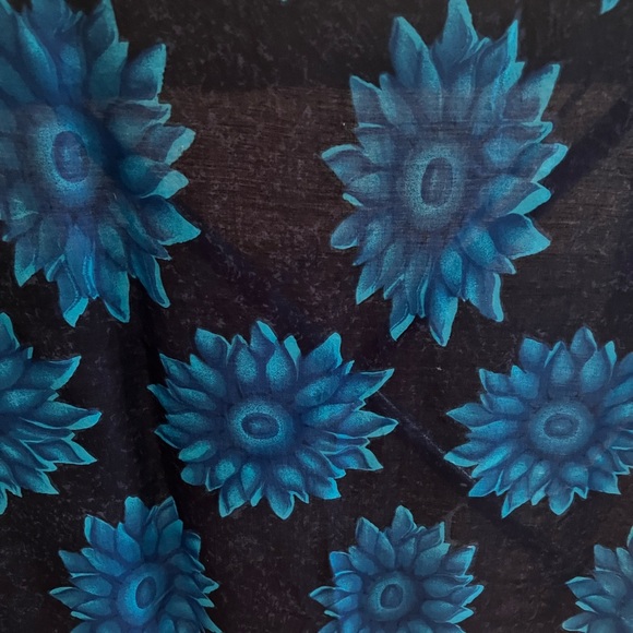 Vtg Koko Knot sarong, swim & beach cover up blue flower design w fringe Rayon - Picture 2 of 5
